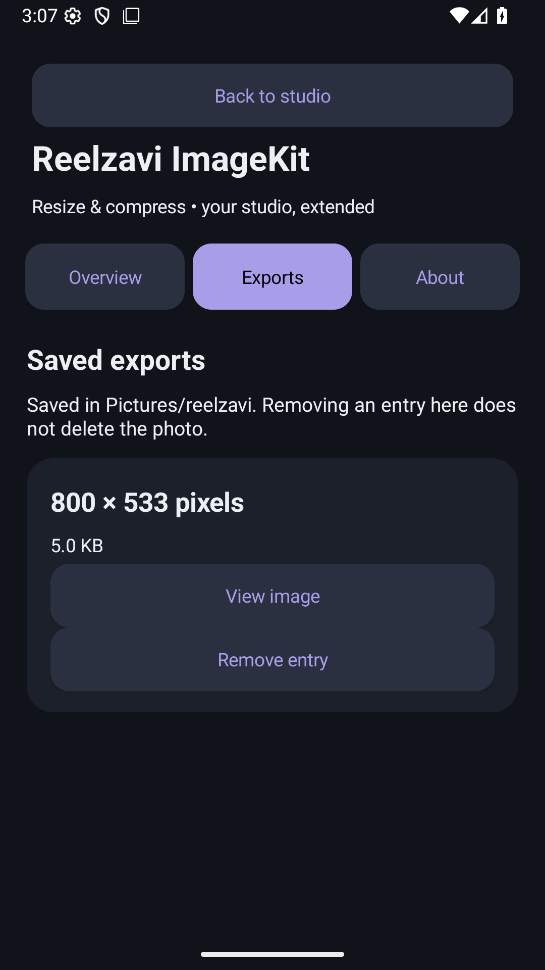 Reelzavi ImageKit feature screen